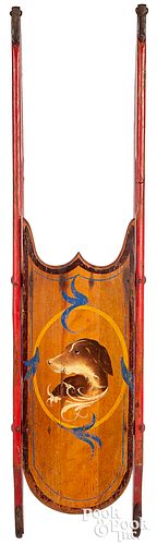 PAINTED SLED, DECORATED WITH A