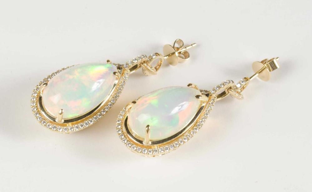 PAIR OF OPAL AND DIAMOND EARRINGS  31681a