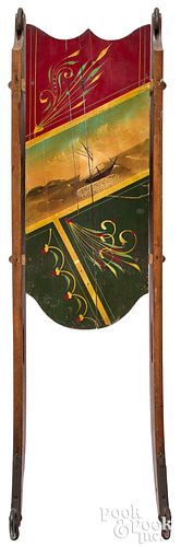 PAINTED SLED WITH SAILING SHIP 31681d