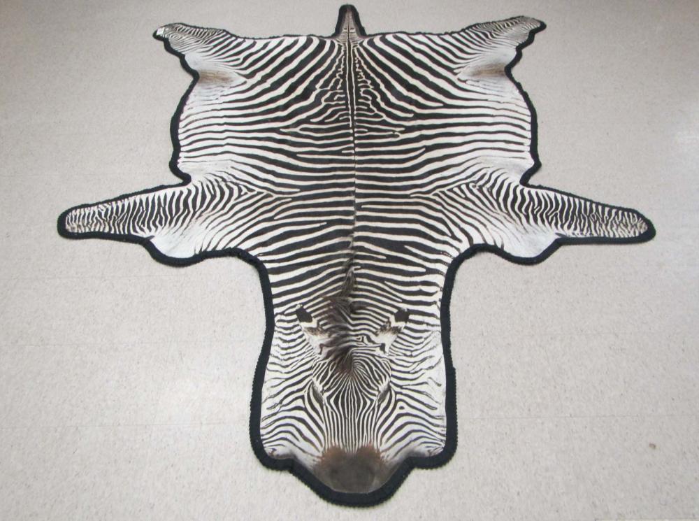 ZEBRA SKIN FLOOR RUG, WITH BLACK