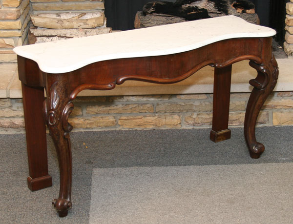 Victorian mahogany marble top table;
