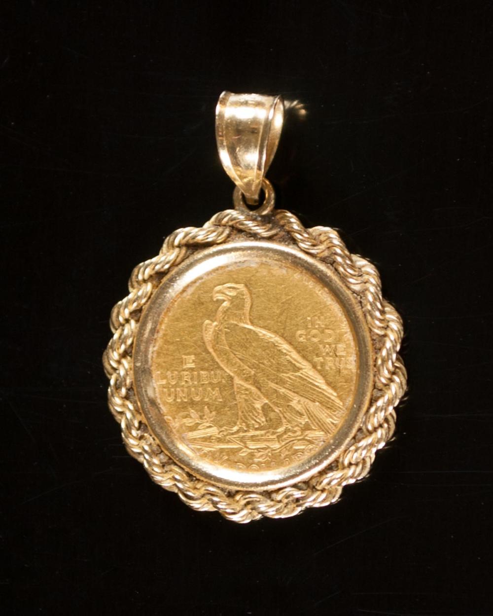 U.S. GOLD COIN PENDANT, 1913 INDIAN