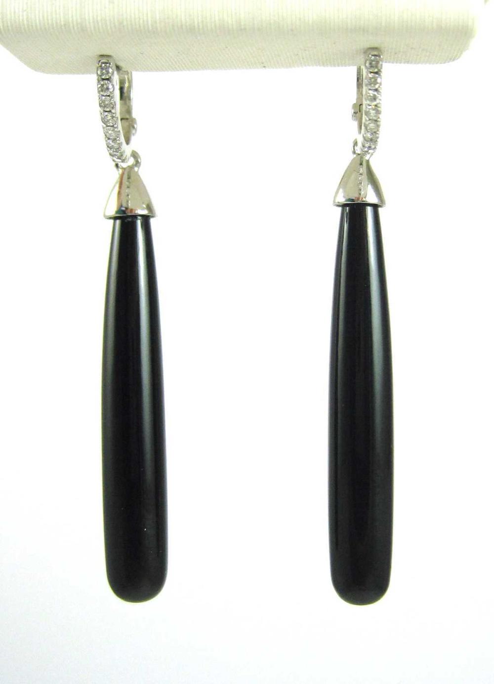 PAIR OF BLACK SPINEL AND DIAMOND