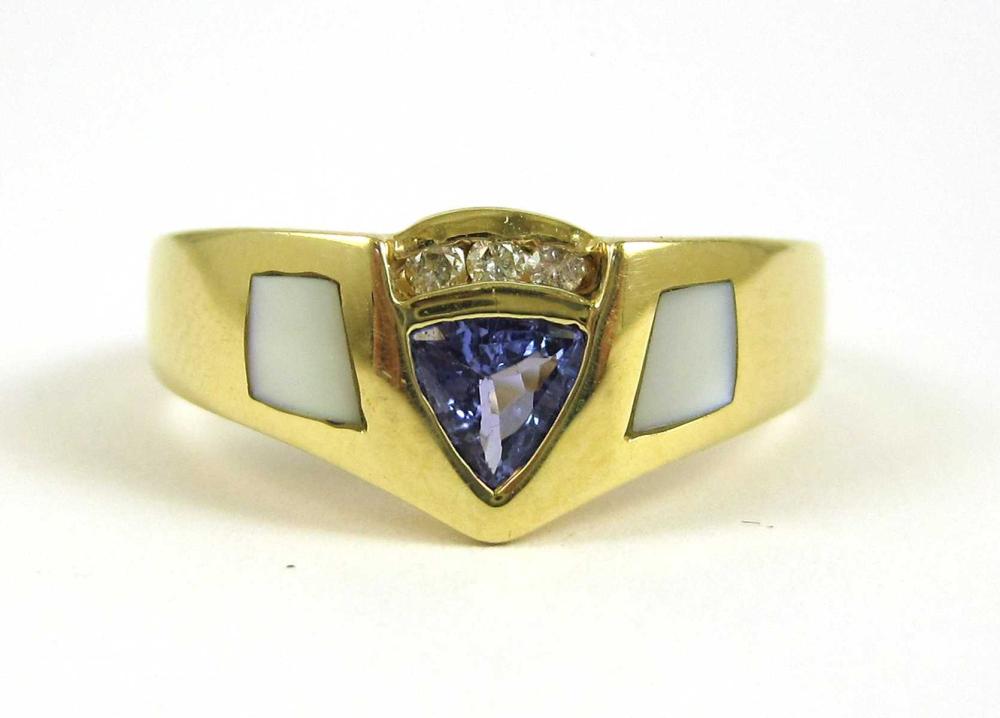 TANZANITE AND MOTHER OF PEARL RING  31699c