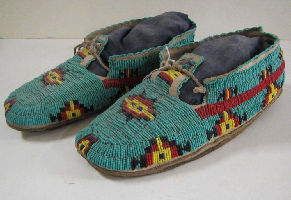 PAIR OF NATIVE AMERICAN (PLAINS) BEADED