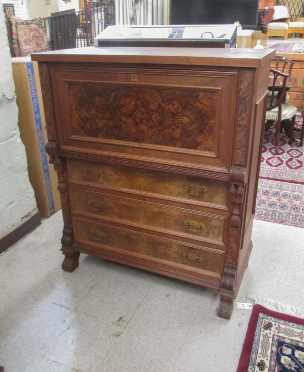 VICTORIAN WALNUT DROP FRONT SECRETARY CHEST  316a18