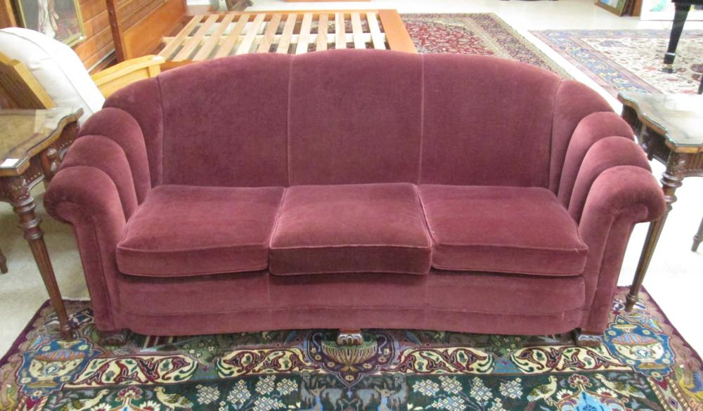 VINTAGE BURGUNDY COUCH, AMERICAN,