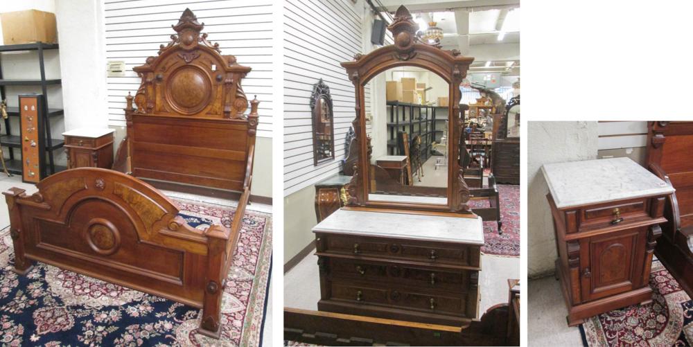 THREE-PIECE VICTORIAN WALNUT BEDROOM