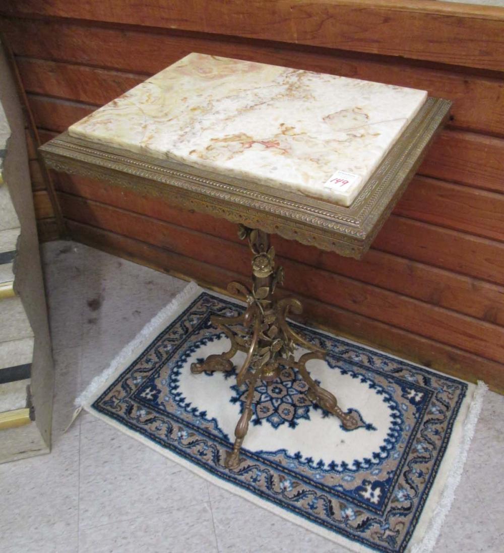 VICTORIAN MARBLE-TOP BRASS LAMP STAND,