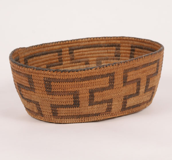 American Indian Pima oblong woven basket.