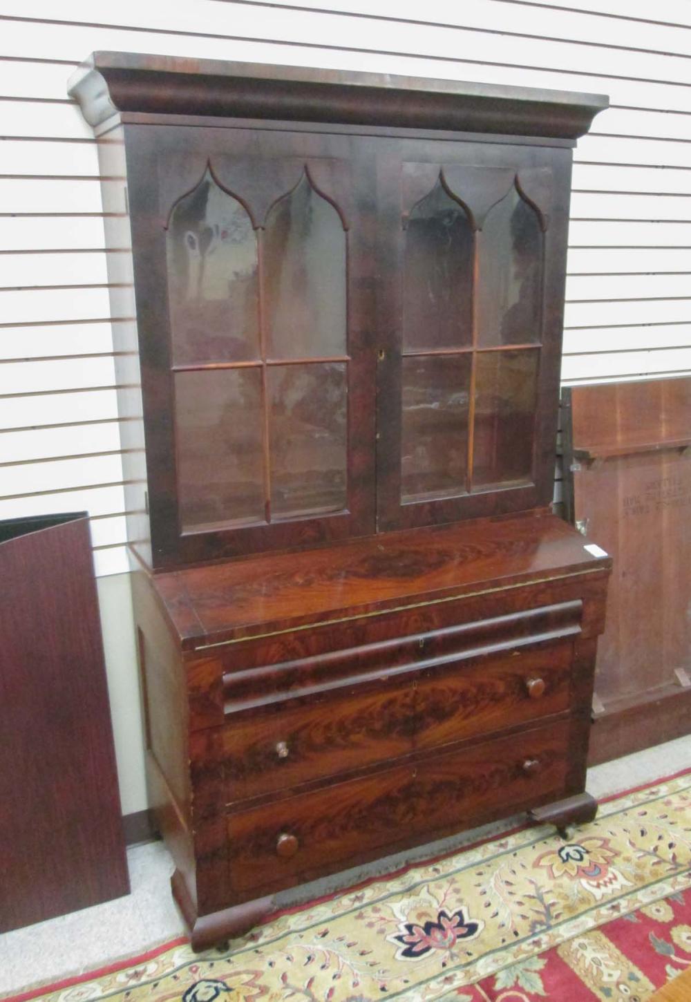 EMPIRE MAHOGANY SECRETARY BOOKCASE,