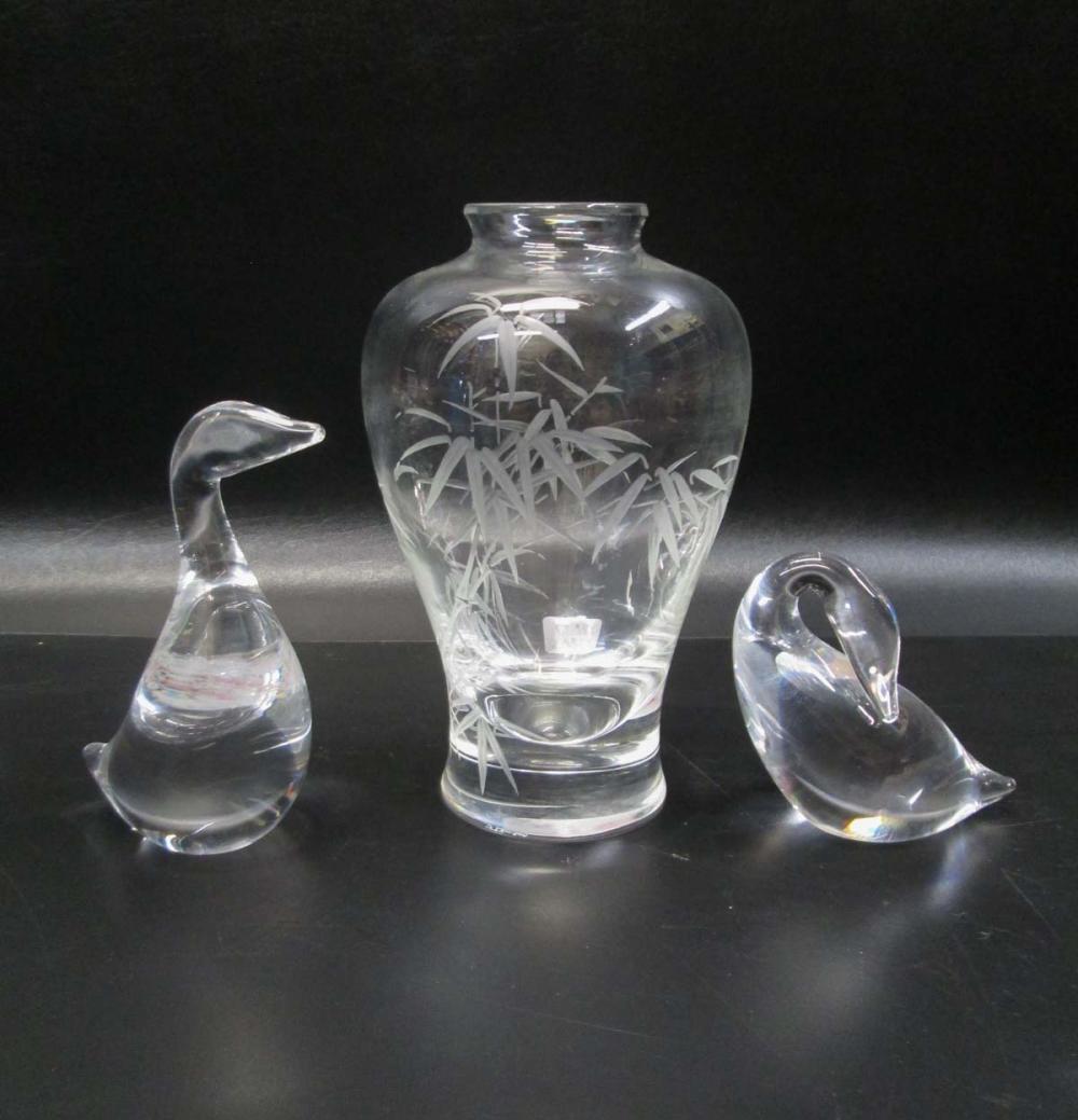 THREE STEUBEN ART GLASS PIECES: