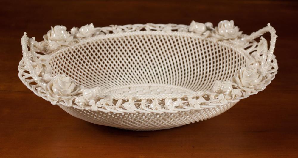 BELLEEK PARIAN PORCELAIN OVAL BASKET,