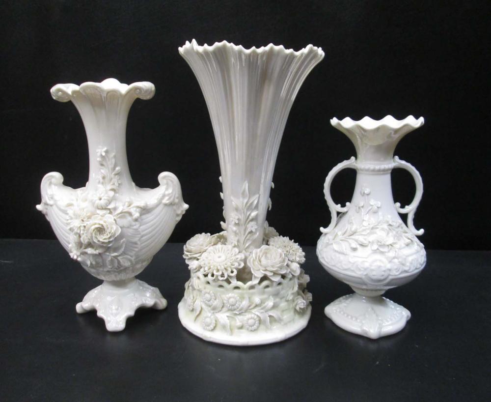 THREE BELLEEK PARIAN PORCELAIN