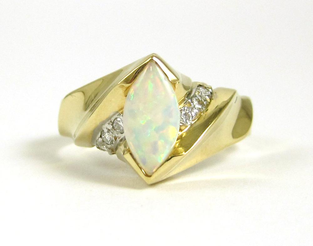 OPAL, DIAMOND AND FOURTEEN KARAT