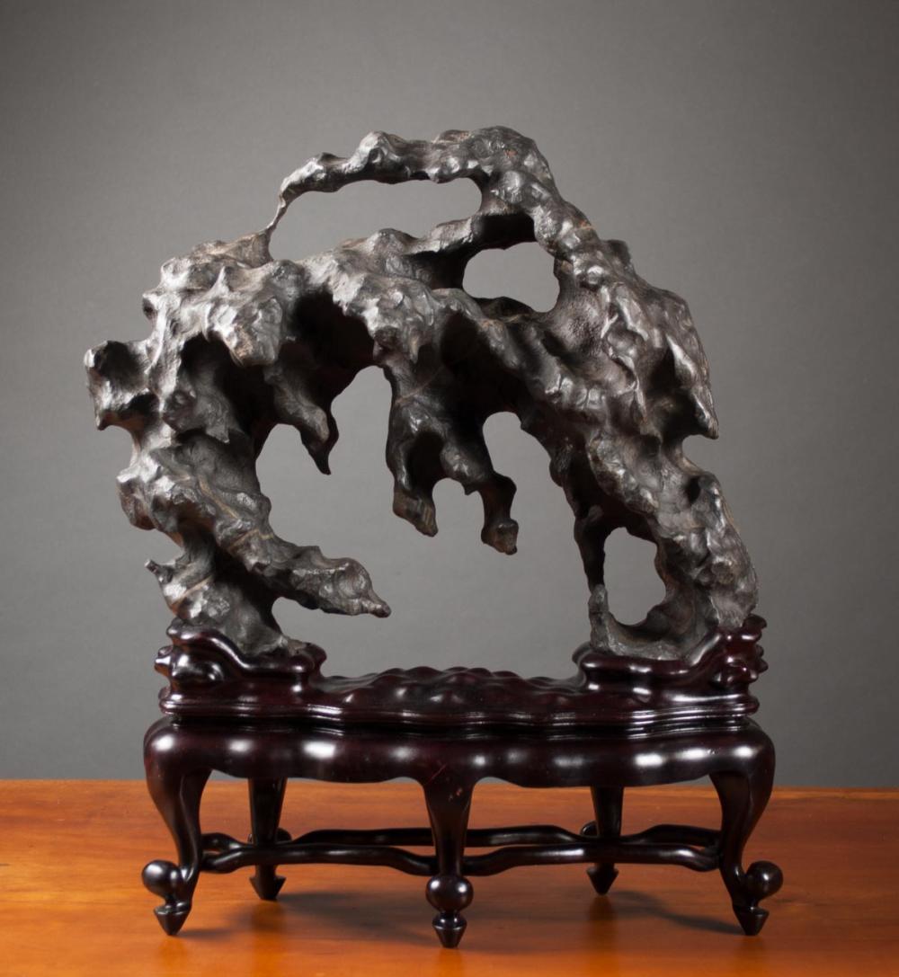 CHINESE SCHOLAR ROCK, ARCHING BLACK