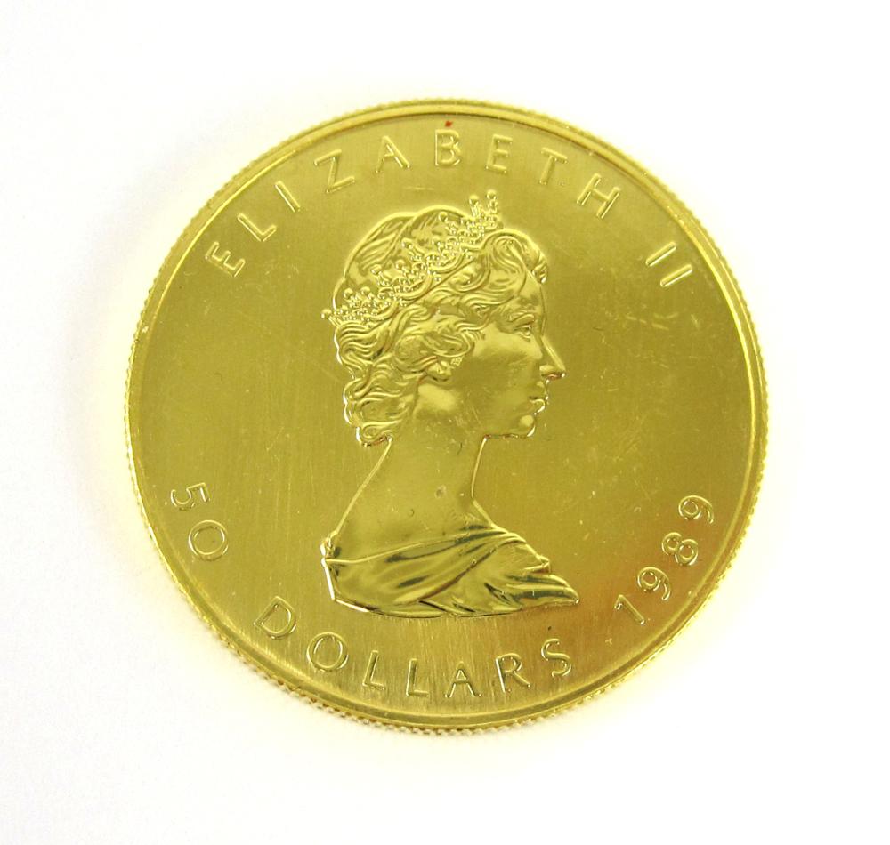 1989 CANADIAN MAPLE LEAF GOLD COIN,