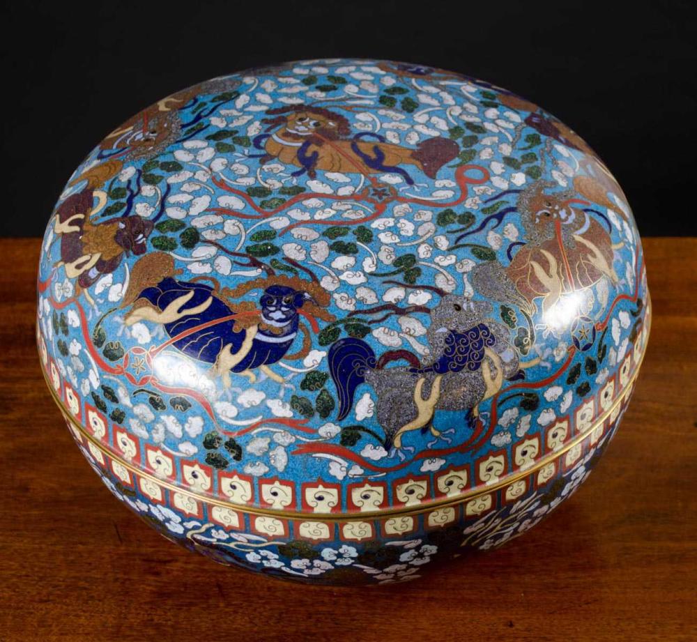 CHINESE ROUND CLOISONNE BOX, THE