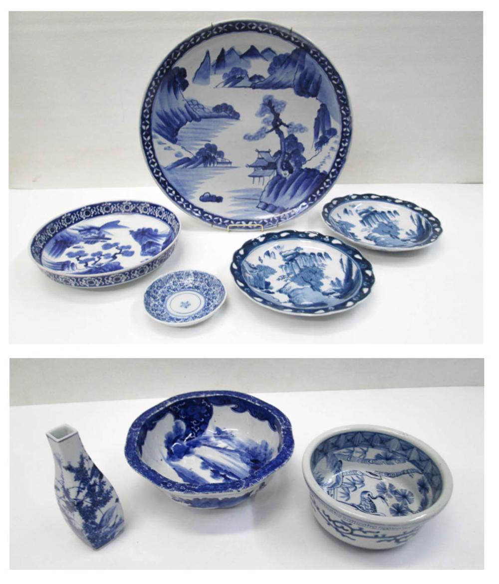 EIGHT ASIAN BLUE AND WHITE PORCELAIN