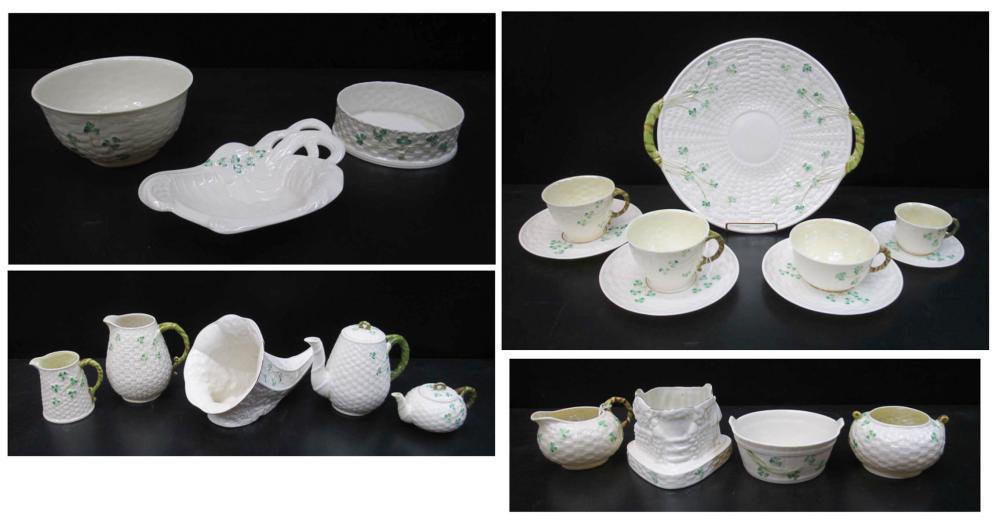 THIRTY-FIVE BELLEEK SHAMROCK TABLEWARE