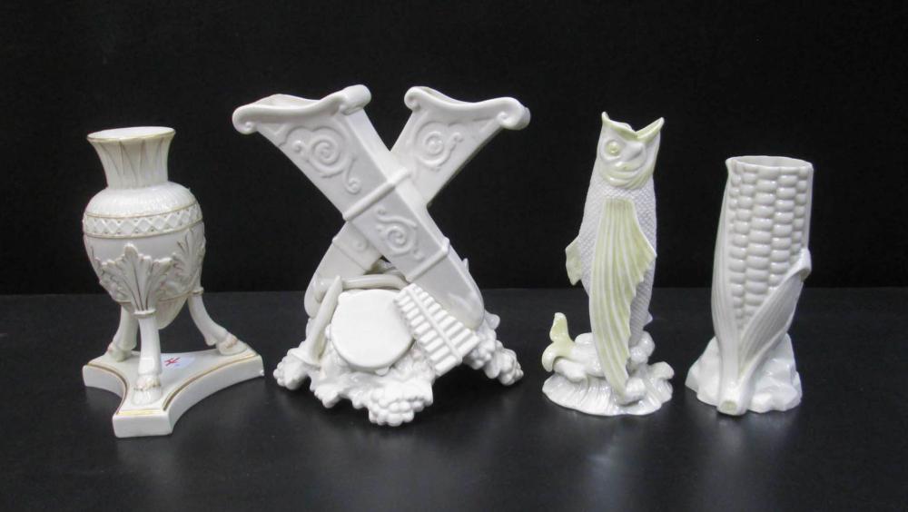 FOUR BELLEEK FIRST PERIOD PARIAN PORCELAIN