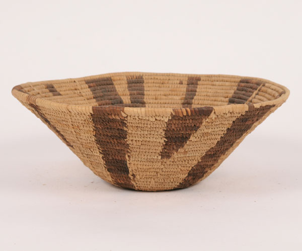 African woven coil bowl; geometric