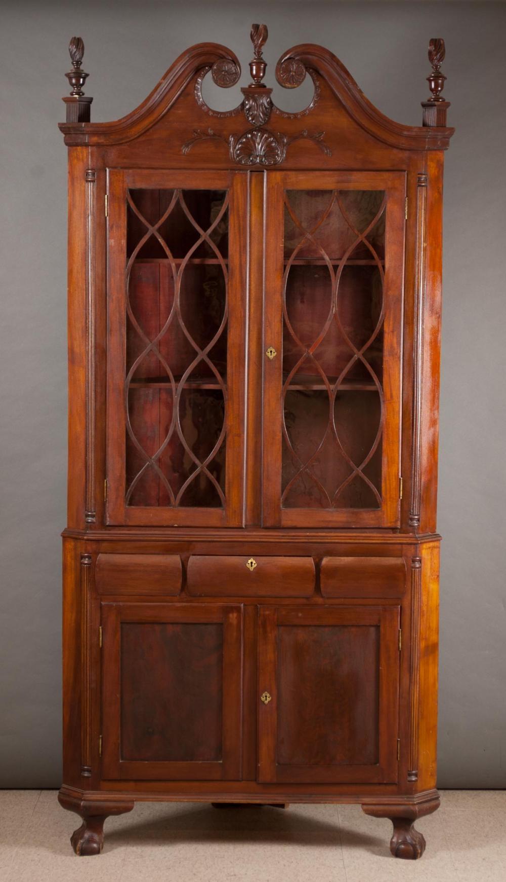 CHIPPENDALE REVIVAL MAHOGANY CORNER