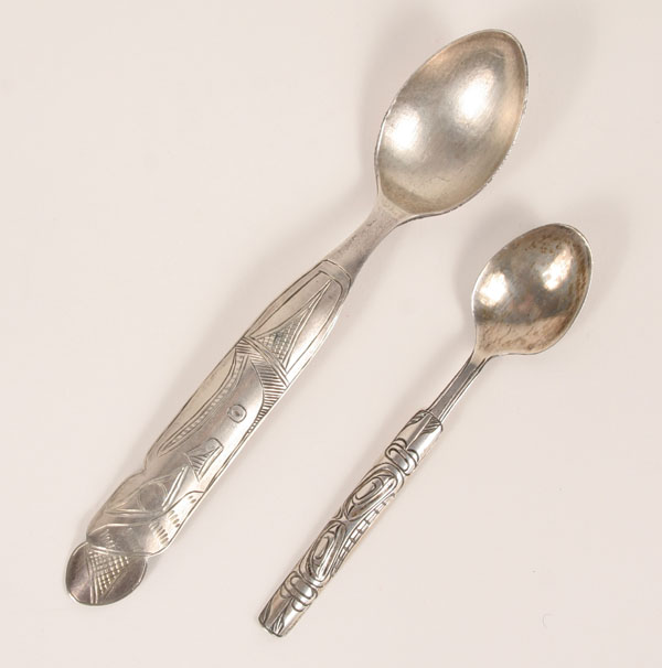 Two Alaskan Indian spoons engraved 4f13d