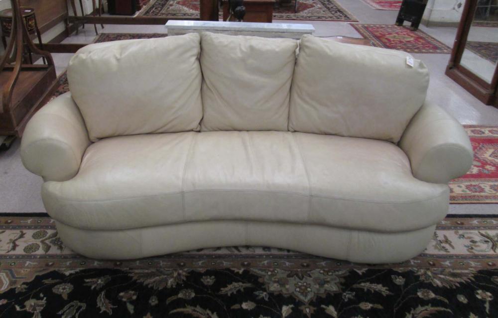 A CONTEMPORARY IVORY LEATHER SOFA  316caf