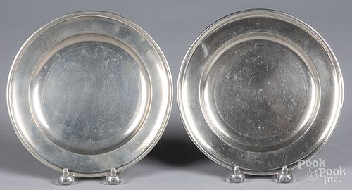 TWO PEWTER PLATES 19TH C Two pewter 316ce5