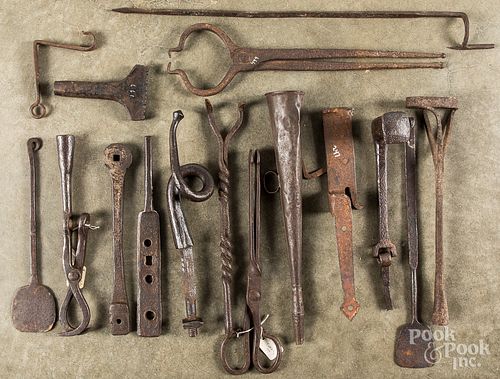 GROUP OF WROUGHT IRON TOOLS, 18TH/19TH