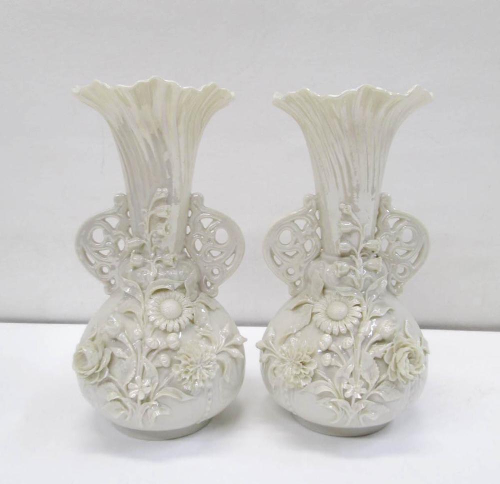 PAIR OF BELLEEK PARIAN PORCELAIN 316d3b