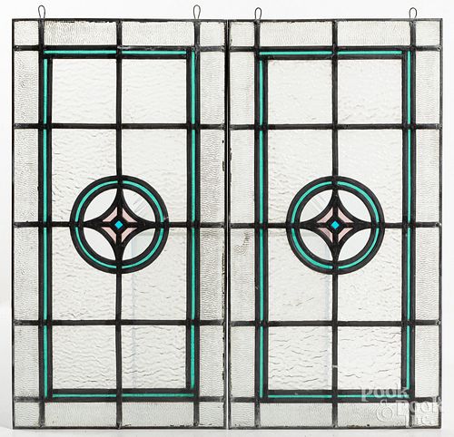 TWO LEADED GLASS PANELSTwo leaded 316d80