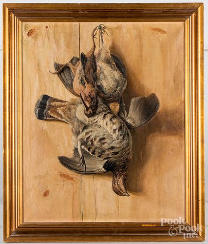 PAIR OF OIL ON CANVAS HANGING GAME  316d90