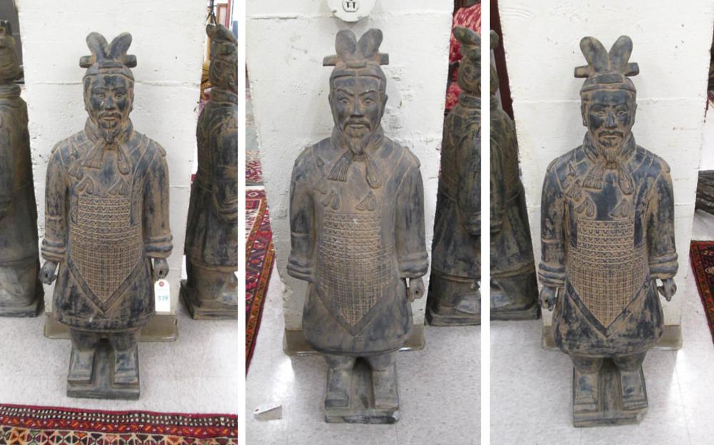 THREE CHINESE TERRACOTTA ARMY FIGURES,