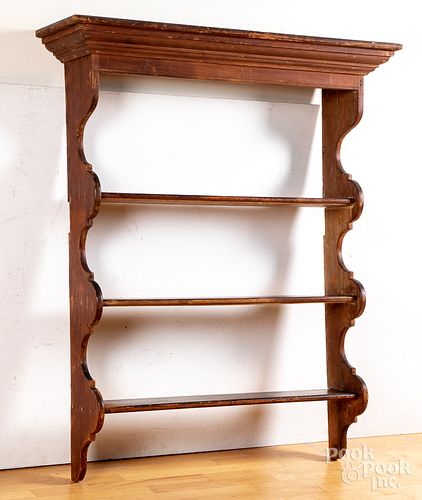 LARGE HARD PINE HANGING SHELF,