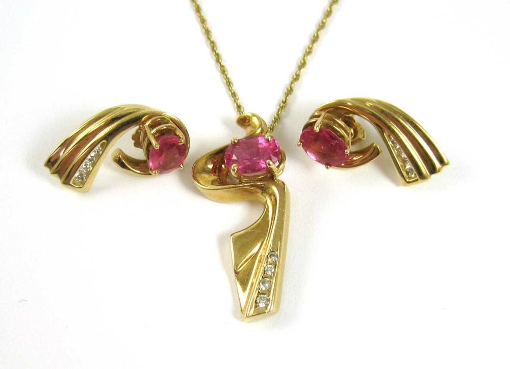 PINK TOURMALINE AND DIAMOND NECKLACE 316dd5