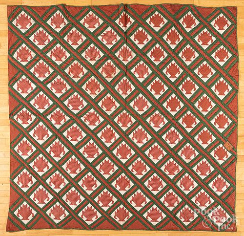 FLOWER BASKET QUILT EARLY 20TH 316e18