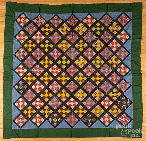 NINE BLOCK QUILT TOP LATE 19TH 316e22