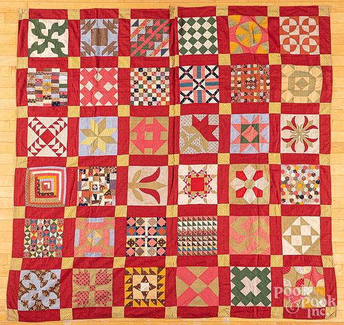 PIECED SAMPLER QUILT TOP LATE 316e1c