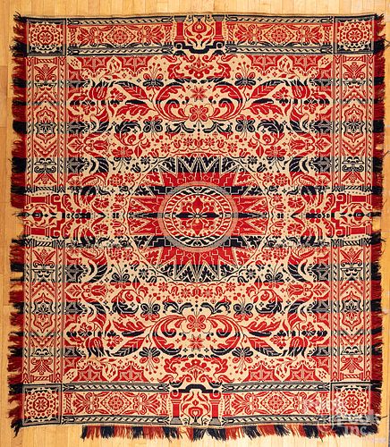 JACQUARD COVERLET, CA. 1840Jacquard