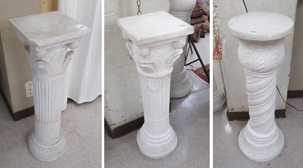 THREE CARRARA MARBLE COLUMN PEDESTALS  316e24