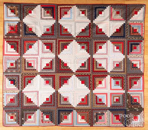 LOG CABIN QUILT, 19TH C.Log cabin