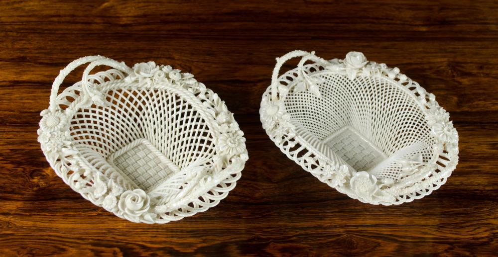 TWO BELLEEK PARIAN PORCELAIN "HENSHALL