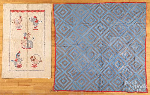 TWO YOUTH CRIB QUILTS EARLY 20TH 316e3b