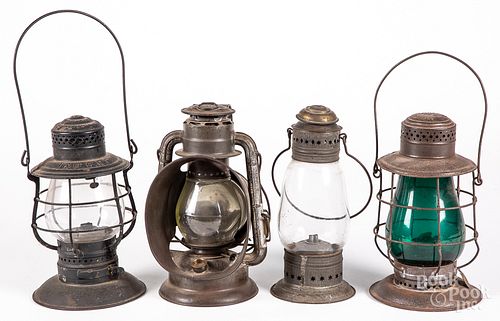 FOUR ANTIQUE LANTERNSFour antique lanterns,