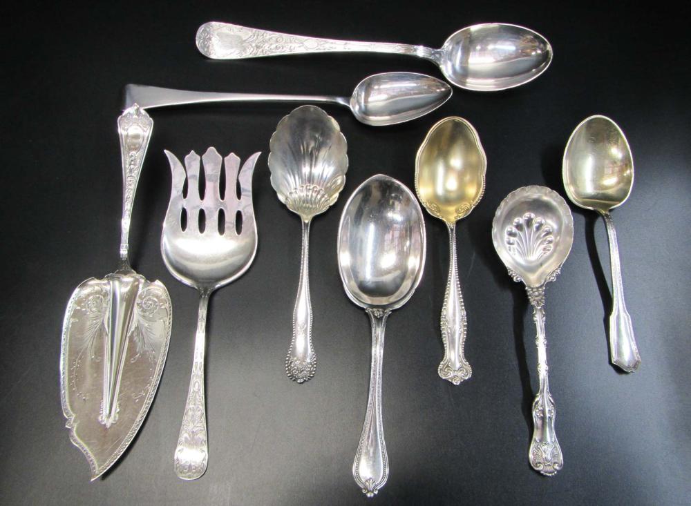 NINE STERLING SILVER FLATWARE SERVING