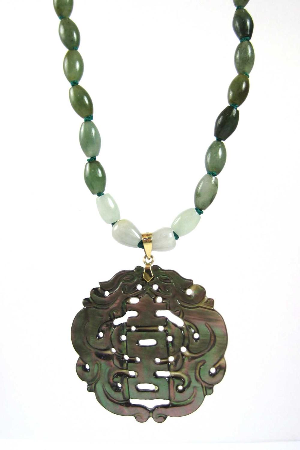 JADE AND MOTHER-OF-PEARL PENDANT