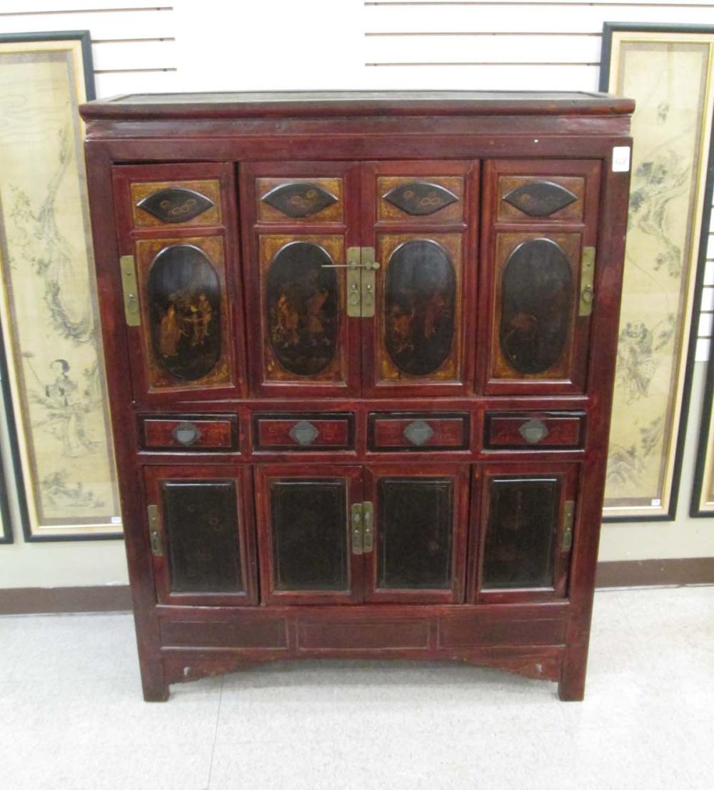 CHINESE MING STYLE CABINET, RED