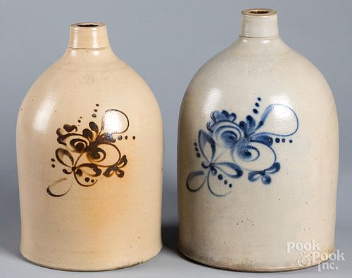 TWO STONEWARE JUGS, 19TH C.Two